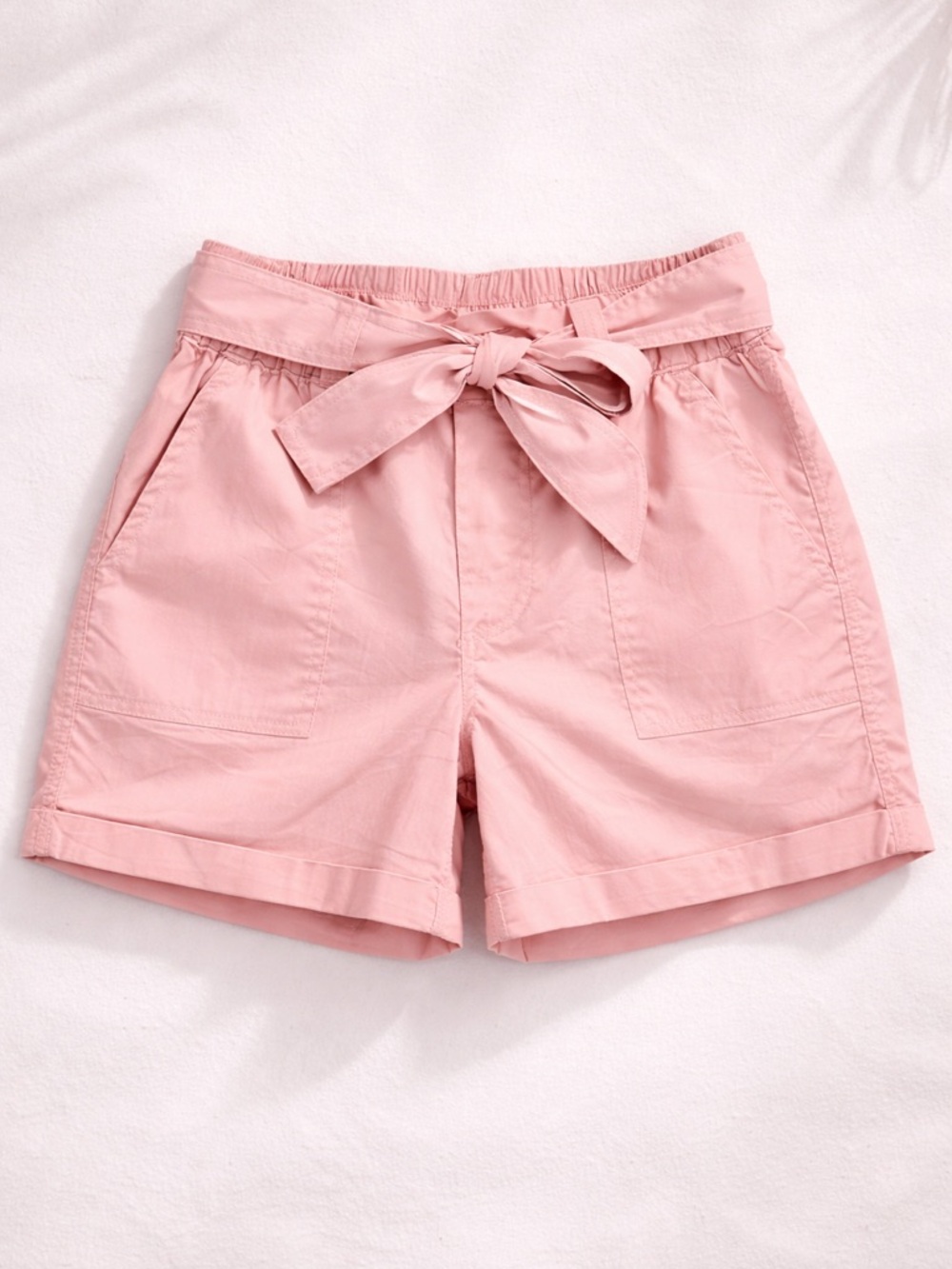 Tractr Girls Pink Tie Belt Elastic Waist Cuffed Shorts Size 8 NWT